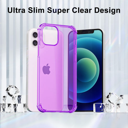 for iPhone 12 Mini Case Clear, Neon Bright Vibrant Color, Transparent Jelly Protective Silicone Phone Case Design for Women Girly Cute, Thin Slim ...