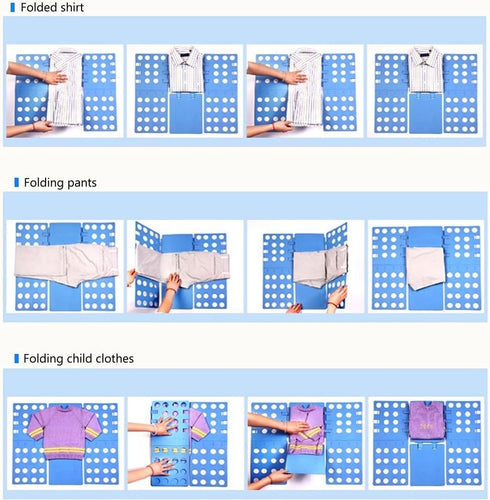 t Shirt Folder Clothes Folding Board Plastic Laundry Folder Home Storage Tool for Adults and Children, Blue...