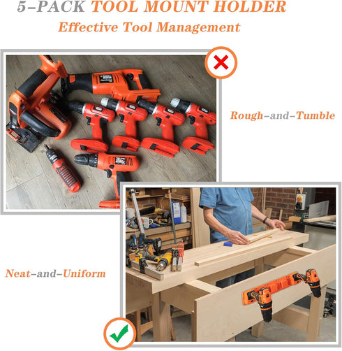 Crivnhar 5 Packs Tools Drill Mount Holder, Fit for Black+Decker 20V Max Li-ion Drill Tools Holder Dock Hanger with 20 Screws(No Tool)...