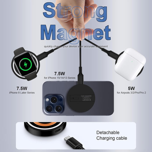 2 Pack iPhone 15 Charging Pad 15W Magnetic Wireless Charger for iPhone 15 Pro Max Plus 14 13 12 11 SE,Google Pixel 8 7,Samsung Galaxy S24 S23 Ultr...