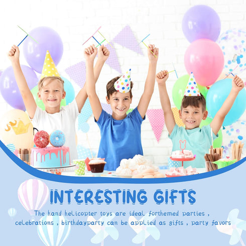 100 Pcs Flying Helicopter Toys Set, 50 Propeller+ 50 Rod,Hand Helicopter, Party Favors Outdoor Toy for Kids Ages 4-8, Gift Summer Outside Yard Act...