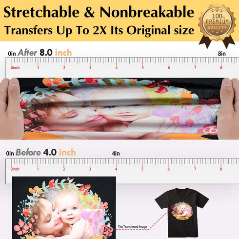 TransOurDream Tru-Iron on Heat Transfer Paper for Dark Fabric (20 Sheets, 8.5x11") T Shirt Transfers Paper for Inkjet Printer Printable Heat Trans...