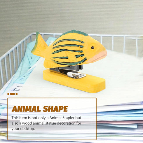 Operitacx Wooden Animal Stapler, Office Supplies Stapler, Cute Desk Stapler, Funny Stapler, Creative Animal Shape Stapler, Wood Carving Statue Scu...