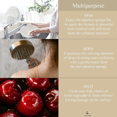 Pop-Up Sponge 4 Pack - Large-Sized for Showering, Kids Bathing, Dishwashing, Cleaning | Compressed with String Attached | Plastic-Free, Non-Scratc...