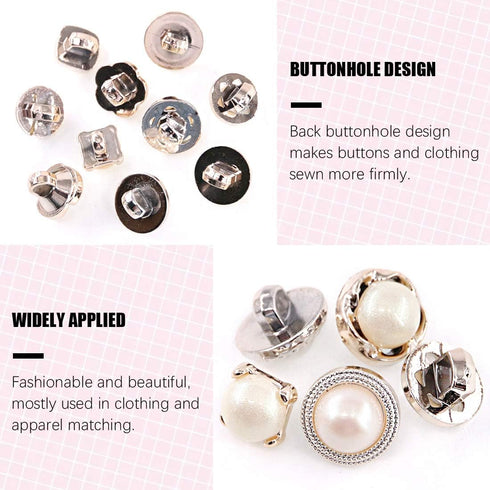 Swpeet 150Pcs 15 Types Beautifu Sew in Faux Pearl Buttons Sewing Crafts with Shank Cover Up Buttons for Clothes Shirts Suits Coats Sweaters Storag...