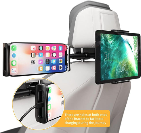 Headrest Tablet Holder with Dual Adjustable Positions,360° Rotation headrest Tablet Holder, Universal ipad Holder for car Backseat for 4" to 11" i...