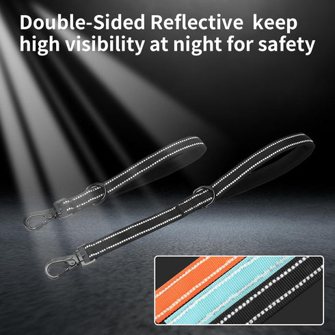 Short Dog Leash-12 Inch Traffic dog leash,Training Leash with Retroreflective Stripes and Carabiner Clip,Suitable for controlling and training med...