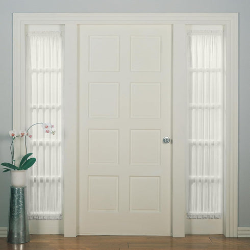 No. 918 Emily Sheer Voile Rod Pocket Door Sidelight Curtain Panel, 28" x 72", Eggshell...
