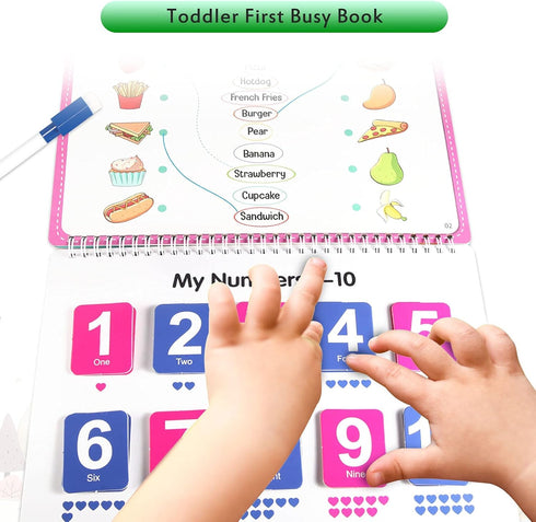 Preschool Montessori Toys Busy Book, 18 Themes Toddler Educational Learning Activities Book, Autism Sensory Toys with ABC Numbers Colors Shapes fo...