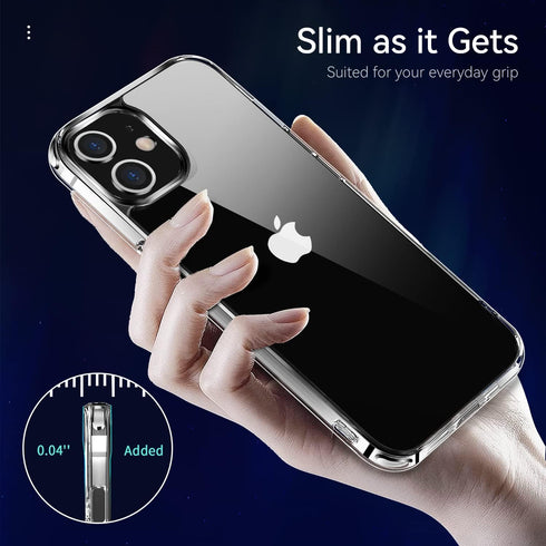 JJGoo Compatiable with iPhone 12 Case and 12 Pro Case Clear, Transparent Shockproof Phone Case, Slim Anti-Scratch Hard PC Back Protective Cover Bu...
