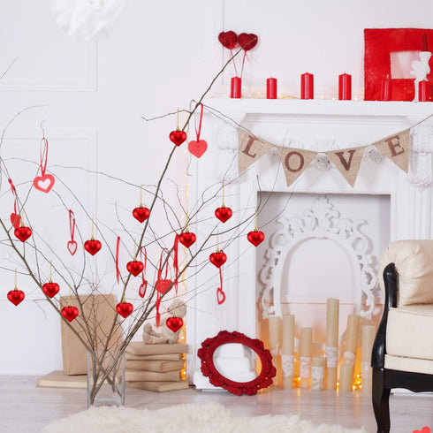 Frienda 24 Pcs Valentine Heart Shaped Ornament Heart Ornaments Christmas Tree Baubles Hanging Decoration for Valentine Wedding Anniversary Mother'...