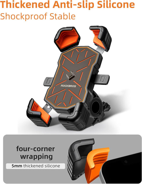 ROCKBROS Bike Phone Holder Mount for 4.5''-7.1'' Phones, Quick Release Handlebar Clamp, 360 Rotatable Motorcycle Mount...