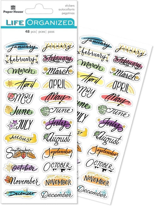 Paper House Productions Planner Sticker Day Tracker Set of 4 Packs of Sticker Sheets for Planners, Journaling and Crafting...