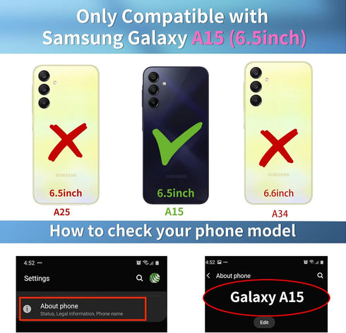Buleens for Samsung Galaxy A15 5G Phone Case 6.5 Inch - Clear Flexible TPU Women Cute Girls Protection Phone Cover Slim Fit Shockproof Fun Girly C...