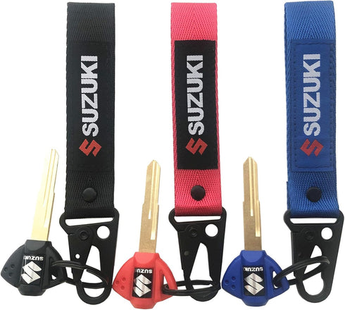MELD 3 PCS Motorcycle Key Blank Uncut Blade for Suzuki GSXR 600 750 1000 GSX1300R GSF 650 with Key Chain Embroidered Tag Key Ring...