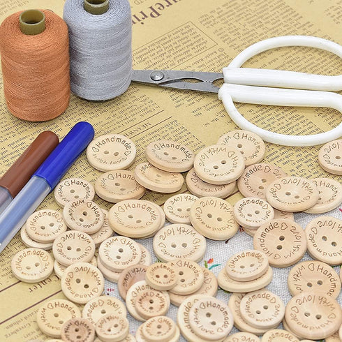 150 Pcs Wooden Handmade Buttons Sewing Round 2 Holes Buttons for Sewing Clothing Accessories, DIY Crafting Projects Decorations (15mm/20mm/25mm)...