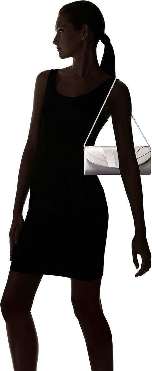 Jessica McClintock Angel Satin Tuxedo Flap Evening Clutch...