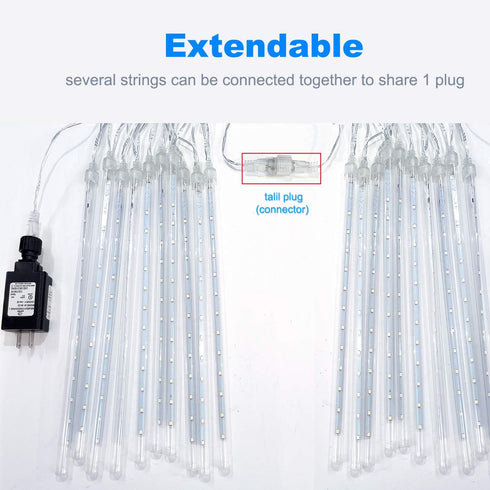 Aluan Christmas Lights Outdoor Meteor Shower Rain Lights, 40cm/16inch 10 Tubes 360 LEDs Waterproof Falling Rain Hanging Lights with UL Plug for Ch...