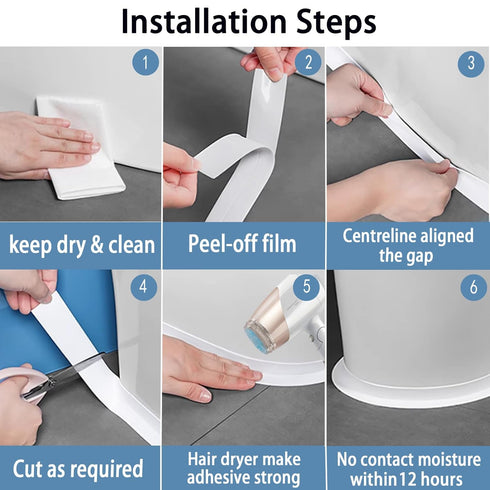 Caulk Tape Self Adhesive, 1 Rolls Waterproof Toilet Caulk Strip, Toilet Sealer Around Toilet Base, Traditional Caulking Replacement, Caulking Tape...