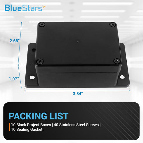 BlueStars Pack of 2 Project Box with Fixed Ear IP65 ABS Plastic Waterproof Weather-Resistant, 3.94” x 2.68” x 1.97” Electrical Project Case Power ...