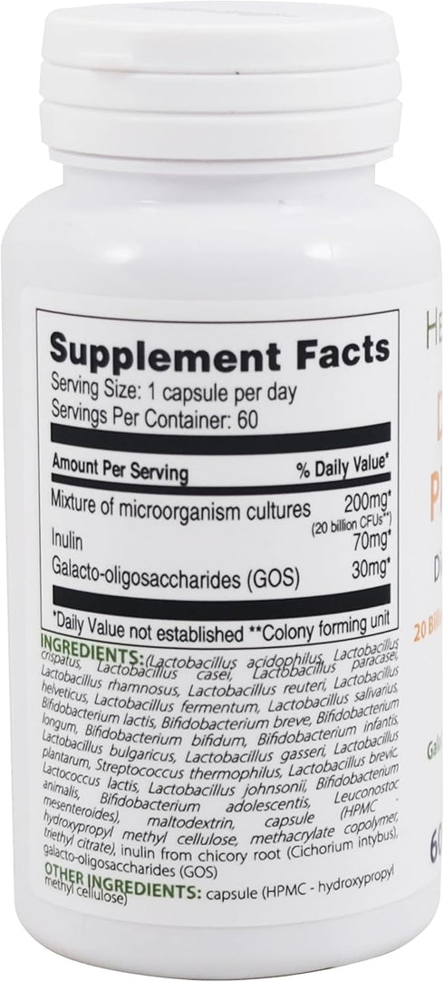 Digestive Probiotic + Prebiotic | 24 Strains | 20 Billion CFU | 60 capsules | Active Gut | Inulin and GOS | Dietary Supplement...