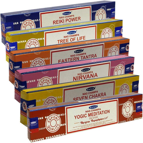 Satya Incense Sticks Variety Pack #6 and Incense Stick Holder Bundle with 6 Spiritual Fragrances...