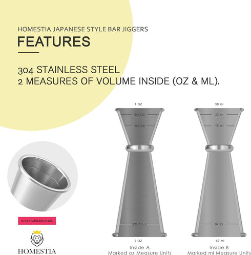 Homestia 10" Stainless Steel Muddler for Cocktails Drink Muddler, 12" Cocktail Spoon, 1 oz 2 oz Double Jigger, Basic 3 PCS Cocktail Set Mixing Too...