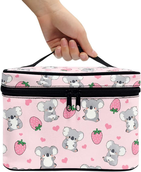 Strawberry Koala Toiletry Bag Makeup Bag Pouch Cosmetic Bag Toiletry Bag Desk Cosmetics Pouch Storage with Strap...