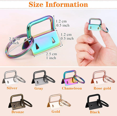 Key Fob Hardware, modacraft 42PCS 1 Inch 7 Colors Keychain Hardware Set Key Fob Hardware for Wristlet Keychain, Key Lanyard and Key Chain Making H...