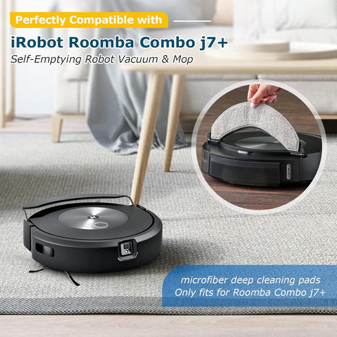4 Pack Replacement Mop Pads for i-Robot Roomba Combo j7+/ j9+ Accessories, Microfiber Washable Mopping Pad for iRobot Roomba Combo j7+/ j9+ Robot ...