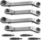 4 PCS HVAC Service Wrench Tools, Ratcheting Curved Wrench with Hex Bit Adapter, Refrigeration Service Wrench Set for Equipment Repair, 3/8" to 1/4...