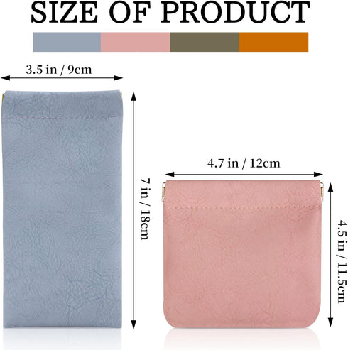 8 Pcs Small Makeup Bag for Purse, Waterproof Portable Pocket Cosmetic Bag with 7" Squeeze Top Glasses Case, No Zipper Self-closing Makeup Pouch Mi...