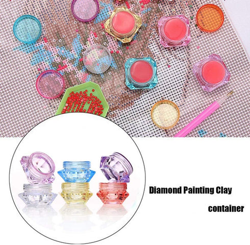 16pcs DIY Painting Tool Glue Clay Wax Holder Storage Container,Diamond Drilling Mud Painting Storage Bottle for DIY Art Craft (Diamond Shape,16pcs...