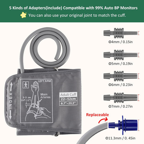9-21 Inches (22-52cm) Extra Large Blood Pressure Cuff, Compatible with Omron and Other Brands Replacement Cuff for Normal and Big Arms (BP Cuff In...