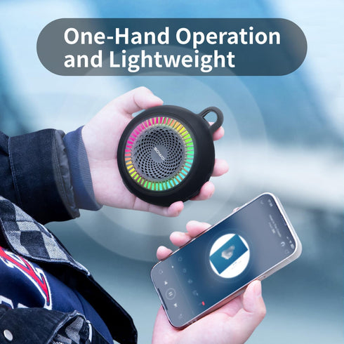 Bluetooth Shower Speaker Waterproof | Small Portable Bluetooth Speaker Wireless with Clip | Powerful Bass and Louder Volume | Colorful Lights and ...