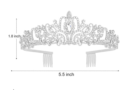 Silver Crowns for Women Rhinestone Princess Tiara with Combs for Birthday Prom Bridal Shower Wedding Halloween Party...