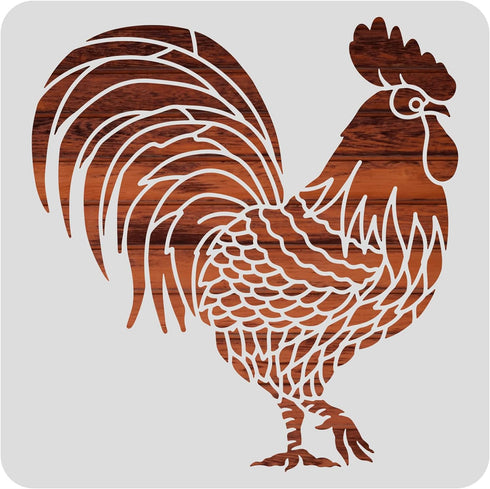 BENECREAT Large Rooster Pattern Plastic Painting Stencils, 12x12inch Farm Animals Poultry Drawing Template for Painting on Floors, Walls, Doors, T...