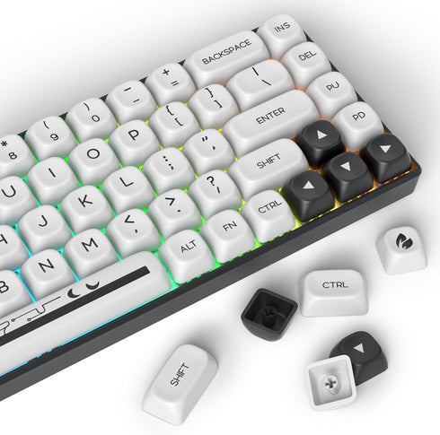 White PBT Dye Sublimation Keycaps MOA Keycaps, 145 Keys Custom Keycaps, Minimalist Keycaps Set for US Layout Cherry MX Swithes Mechanical Keyboard...
