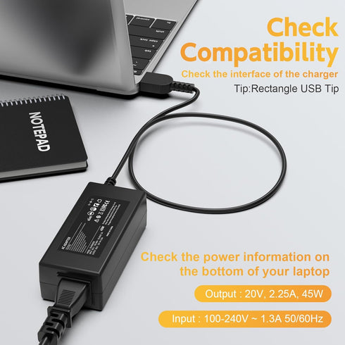 ADLX45DLC3A, ADLX45DLC2A, ADLX45NCC2A, ADLX45NLC2A, ADLX45NLC3A, ADLX45NDC2A, ADLX45NDC3A, PA-1450-12 Laptop Charger Compatible with Lenovo ThinkP...