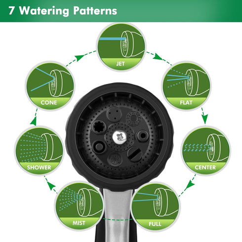 RESTMO Garden Hose Nozzle, Heavy Duty Metal Water Nozzle with 7 Adjustable Spray Patterns, High Pressure Hand Sprayer with Flow Control, for Water...