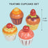 Toys - Teatime Cupcake Set - 4pc Wooden Assorted Decorated Cupcake Playset - Afternook Playset Toy for Children Pretend Kitchen Play - Social and ...