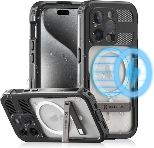 Designed for iPhone 15 Pro Max Case Waterproof with Stand, Shockproof Phone Case with Built in Screen Protector for iPhone 15 Pro Max Black...