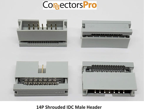 Pc Accessories - 10-Pack 2X7 14P Dual Rows 2.54mm Shrouded IDC Male Header, Easy Crimp 14 Pins Connectors...