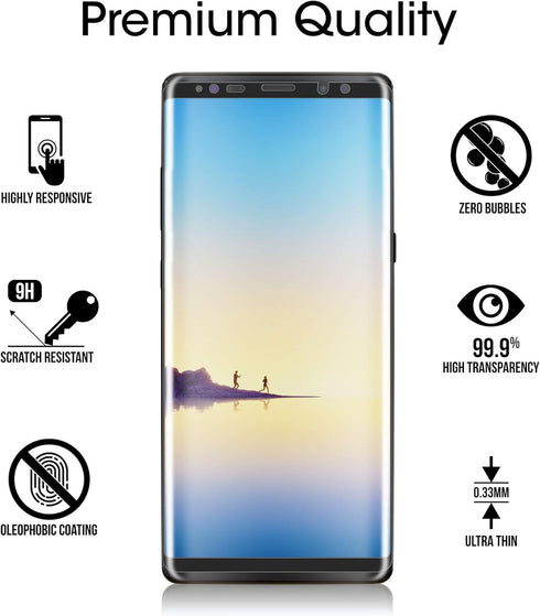 amFilm Glass Screen Protector for Samsung Galaxy Note 8, Full Screen Coverage, 3D Curved Tempered Glass, Dot Matrix with Easy Installation Tray (B...