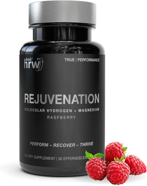 DRINK HRW Rejuvenation Molecular Hydrogen Water Tablets: 12 ppm H2 - Hydrogen & Magnesium Supplement, Supports Energy Production, Recovery, Cognit...