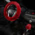 4 Pcs Furry Car Steering Wheel Cover with Fluffy Gear Shift Cover Soft Warm Non-Slip Car Decoration for Women Girls (Wine-red)...