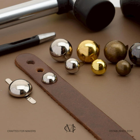 CRAFTMEMORE Round Brads Purse Feet Handbag Nailheads Spike Prong Studs 8MM 10MM 12MM 100 PCS (12 mm (?1/2"), Silver)...