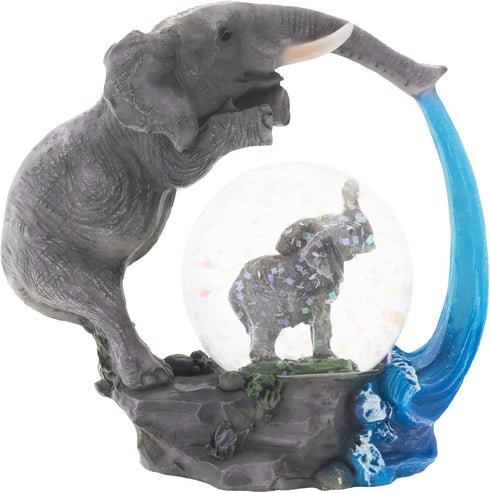 Elanze Designs Elephant Bath time Fun Magical Whimsical Tabletop Dresser Nightstand Figurine Miniature 45MM Sturdy Polyresin Glitter Water Snow Gl...