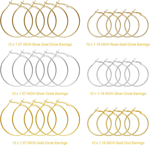 72PCS Earring Hoop Jewelry Making,URSMART Beading Hoop Earrings Finding Open Round Earring Hoops DIY Craft Supplies (30MM/40MM)...