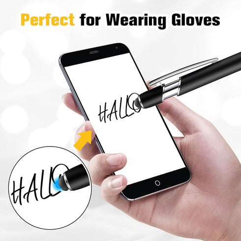 Zonon 38 Pieces Rubberized Ballpoint Pen with Stylus Tip Stylish Metal Pen Capactive Styli Pen with Soft Rubberized Grip, Black Ink Pen for Most D...